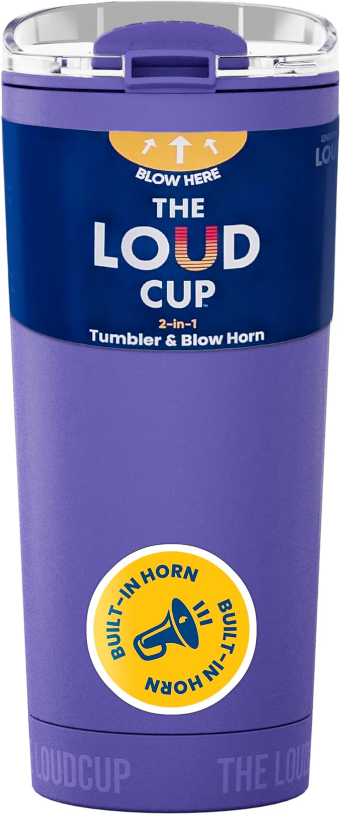 The LoudCup Blow Horn Tumbler, Cheer & Sip 2-in-1 Reusable Water Bottle with Built-In Horn for Sports Games, Tailgates, Parties & Events, BPA-Free
