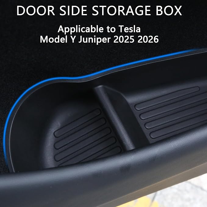 Arcoche Door Side Storage Box for Tesla Model Y Juniper Accessories 2025 2026 Door Pocket Liners,TPE Front & Rear Side Organizer Tray Protector Liner (model Y Juniper) 4pcs