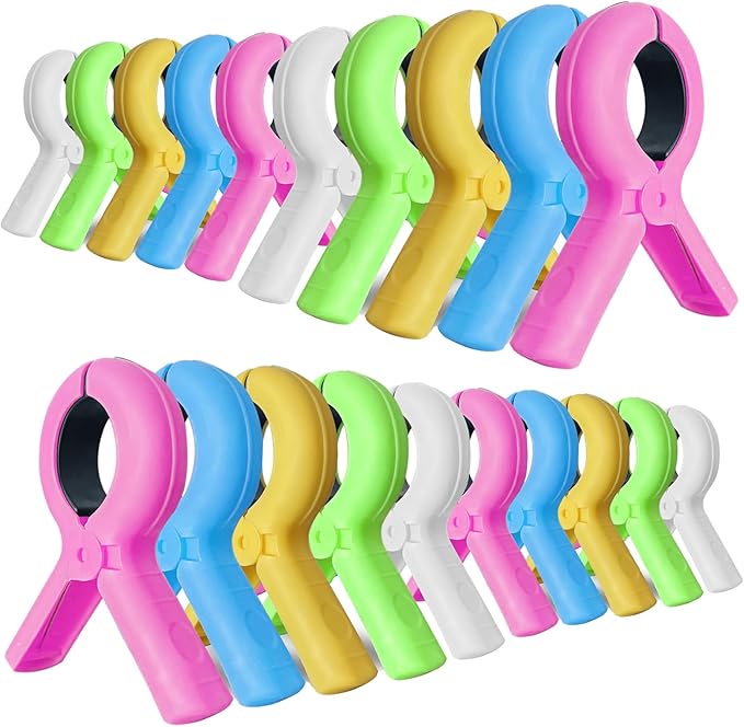 20 Pcs Beach Towel Clips for Beach Chairs, Towel Holder for Beach Chair Pool Chair on Cruise, Jumbo Size Heavy Duty Clothes Pins, Beach Chair Clips to Keep Your Towel from Blowing Away. (20)