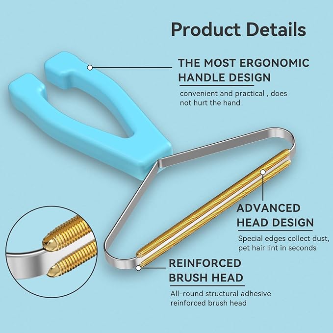 Lint Remover 3-Pack, Lint Shaver Cleaner Pro, Carpet Rake, Lint Brush, Fur Removal Tool, Portable Carpet Scraper, Clothes, Car Mats, Couch, Pet Bed, Furniture