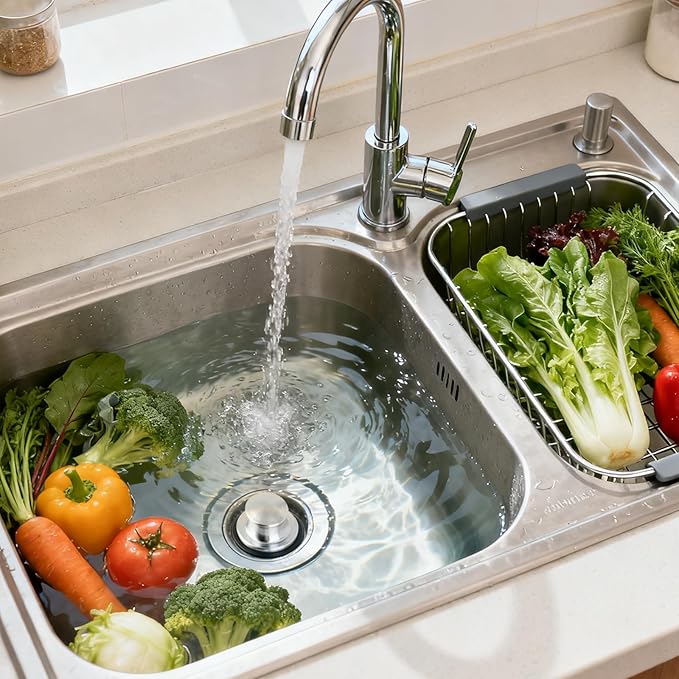 Garbage Disposal Splash Guard with Sink Drain Stopper Cover, Stainless Steel Garbage Disposal Stopper with 3 3/8" EPDM Splash Guard Compatible with Insinkerator and Moen, Prevent Water Splashes