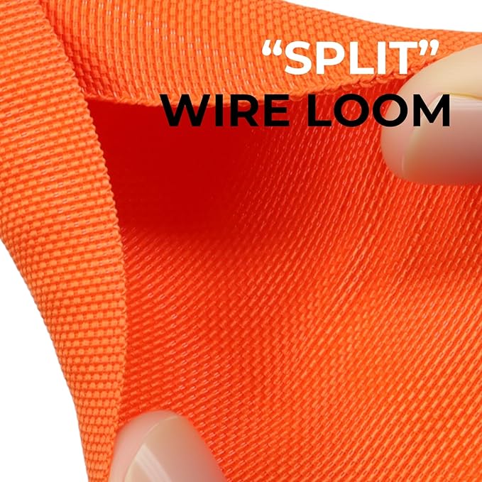 1-3/16 inch Split Braided Cable Management Sleeve for USB Cable Power Cord Audio Video Cable, Wire Loom Cord Protector from Cat Dog Chewing (Orange, 10FT)