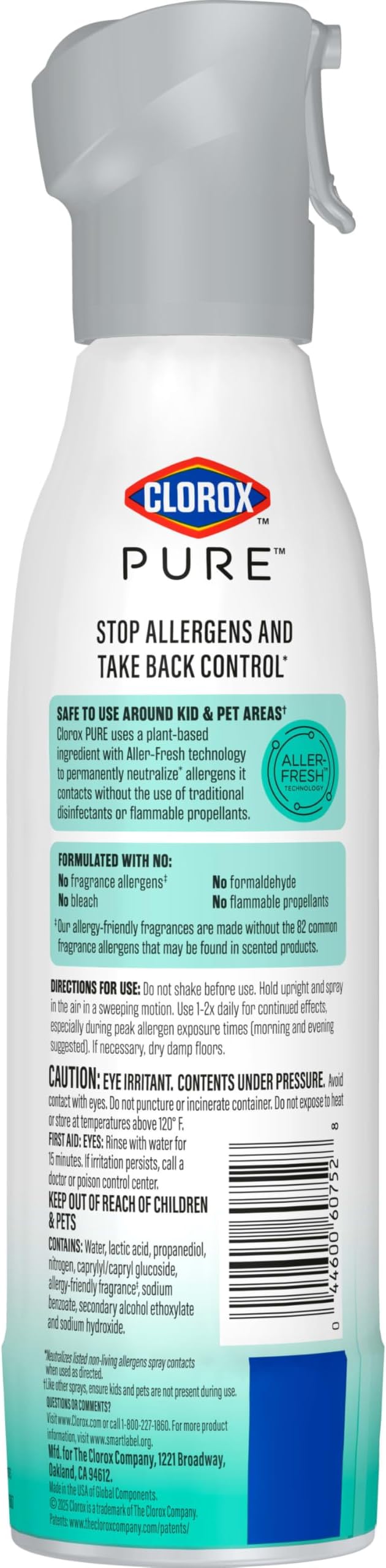 Clorox PURE Allergen Neutralizer Daily Air Spray, Clean Breeze, 8 Ounces (Pack of 2)