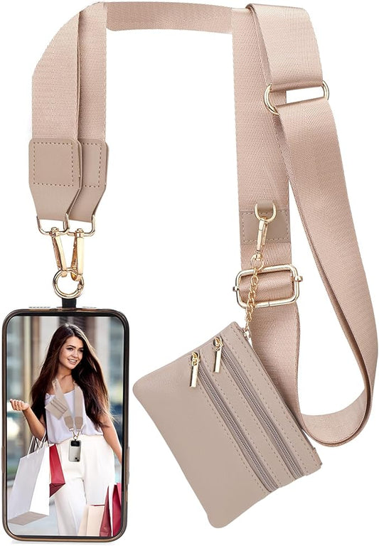 XANGNIER Clip and Go Strap for Phone with Wallet Crossbody, Phone Strap with Zippered Wallet, Adjustable Anti-Theft Cellphone Lanyard for Women, Cellphone Chain Accessories, Multicolor 7