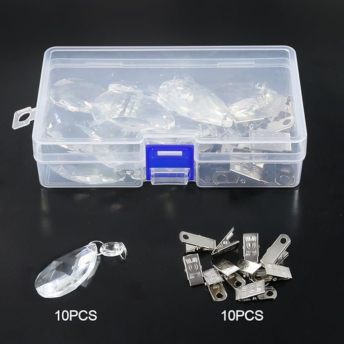 Swpeet Crystal Tablecloth Weights (10 Pcs) with Metal Clip Kit, Square Glass, Windproof, for Outdoor Picnic, Heavy Tablecloth Weights, All-Season, Modern Style