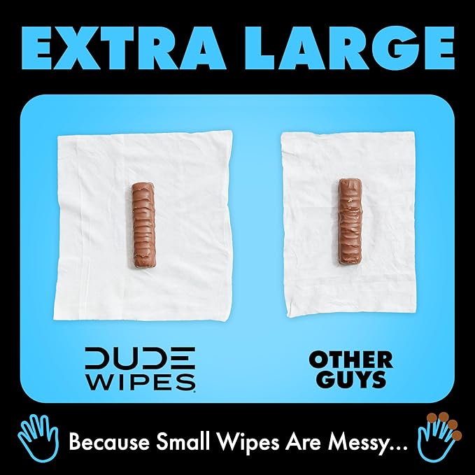 DUDE Wipes Unscented Flushable Wipes - Extra-Large Adult Wet Wipes for Sensitive Skin - 8 Pack (384 Count) + Mint Travel Pack (18 Count) - Infused with Vitamin E and Aloe - Septic and Sewer Safe