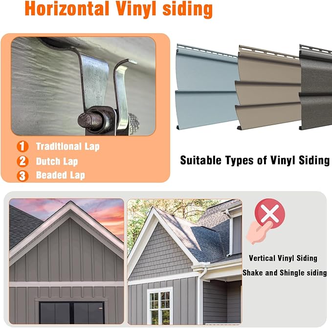 26 Pcs Vinyl Siding Hooks, Stainless Steel No-Hole Hangers for Hanging Wreaths & Outdoor Decor, Low Profile Siding Clips, Easy Installation, No Tools Needed (26, Sliver)