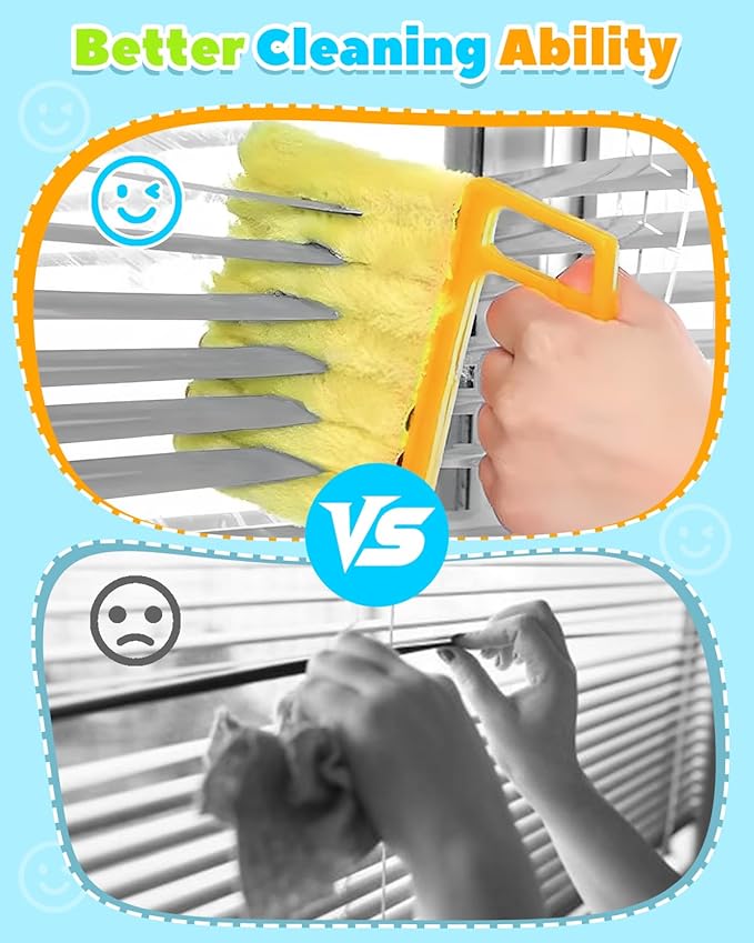 11 Pcs Blind Cleaner Duster Tool Kit – Mini & Window Blinds Cleaner Brush Set, Air Vent & Track Cleaning Tools, Window Groove & Sill Scrubber for Home, Car, AC, Sliding Doors - Yellow