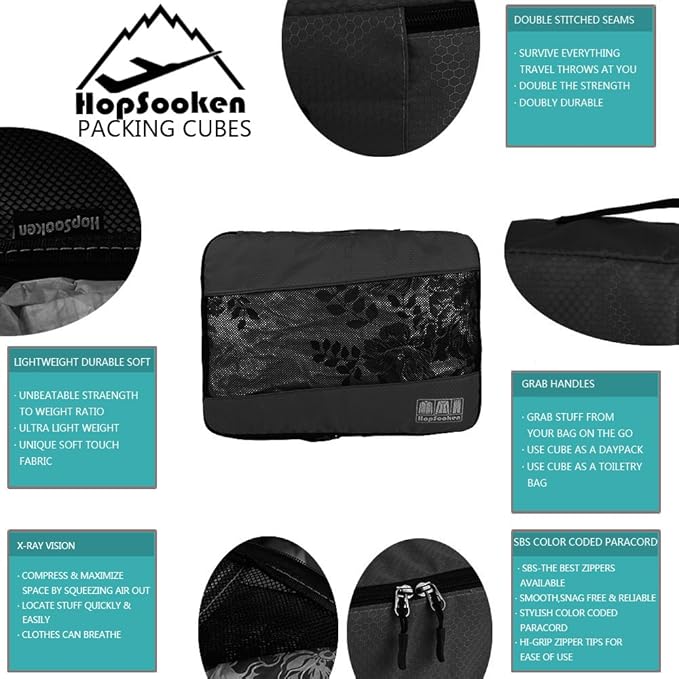 5 Set Packing Cubes for Travel Large Suitcase Luggage Organizer Bags Travel Accessories Vacation 4 Cubes 1 Laundry Pouch Bag