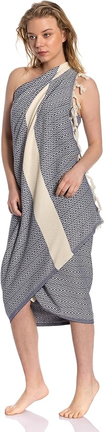 Clotho Turkish Towel Set of 4-100% Turkish Cotton Oversized Beach Towels 4 Pack - Quick Dry Thick Soft - Luxury Towel for Pool, Spa and Bathroom with Fringe