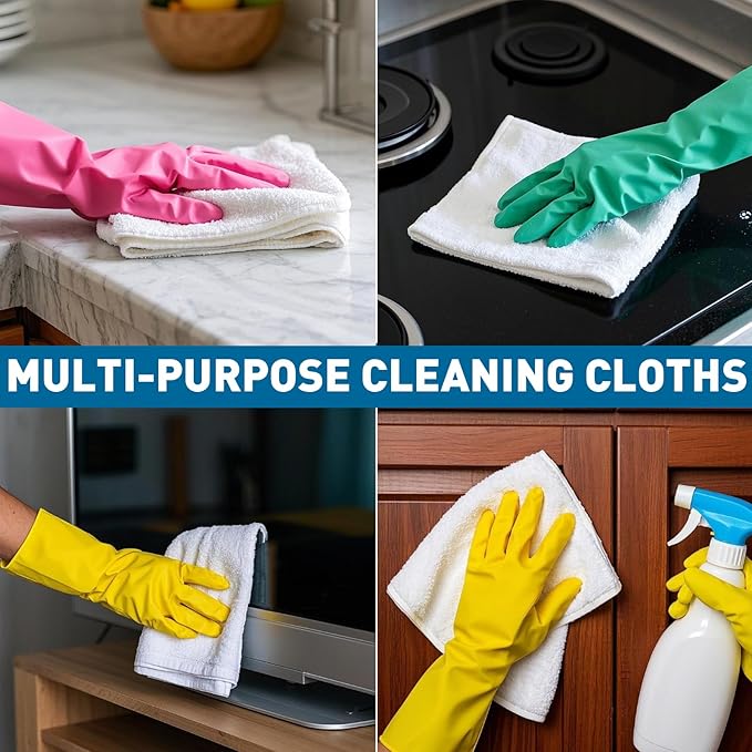 TEAWOO White Microfiber Towels- 150 Pack, Microfiber Cleaning Cloths Bulk, Microfiber Towels for Cars, Cleaning Rags (12x12 inches)