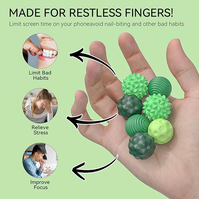 8PCS Sensory Fidget Balls For Adults & Teens, Magnetic Attraction Stress Balls With Silicone Shell-To Calm Restless Hands and Anxious Mind, Quiet Desk Fidget Toys for Office Travel Toys Gift (Green,8)