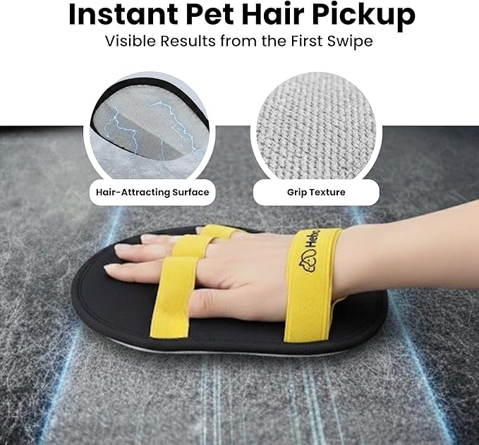 Pet Hair Removal Glove with Comb, Reusable Electrostatic Five-Finger Pet Hair Remover for Dogs & Cats, Fur Removal Mitt for Sofa, Carpet, Clothing, Car Seats & Furniture