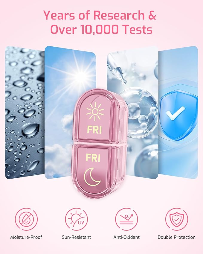 Daviky Weekly Pill Organizer 2 Times a Day, 7-Day AM PM Medicine Case, Travel-Friendly Pill Box for Fish Oils, Vitamins & Supplements