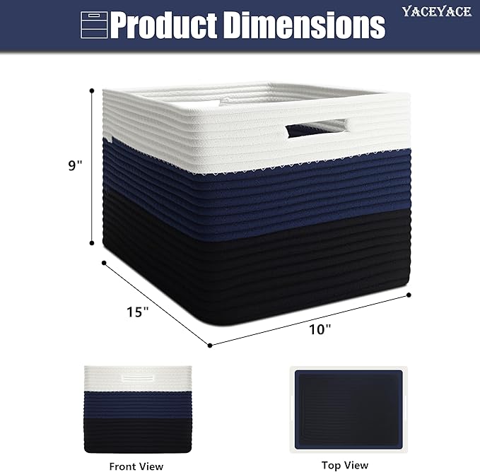 YACEYACE Cube Storage Bins for Shelves, 3 Pack Storage Bins for Shelves, Foldable Fabric Baskets for Home, Toys, Bookshelf, Towels, Bathroom, Bedroom