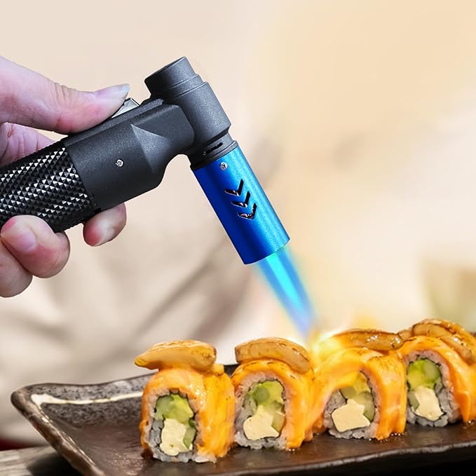 Luxgaze Butane Torch Kitchen Torch Lighter Refillable Big Jet Flame Mini Blow Torch Portable Crème Brulee Torch for Camping Grill Culinary Soldering Cooking Welding BBQ(Gas not Included) Red