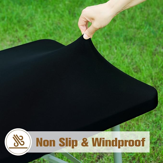 NEWISHER Fitted Rectangle Tablecloth 36 x 60 Inch Elastic Table Cloth Stretch Spandex Table Cover Black Washable Polyester Table Top Cap Cover for Dining Picnic Camping Indoor and Outdoor