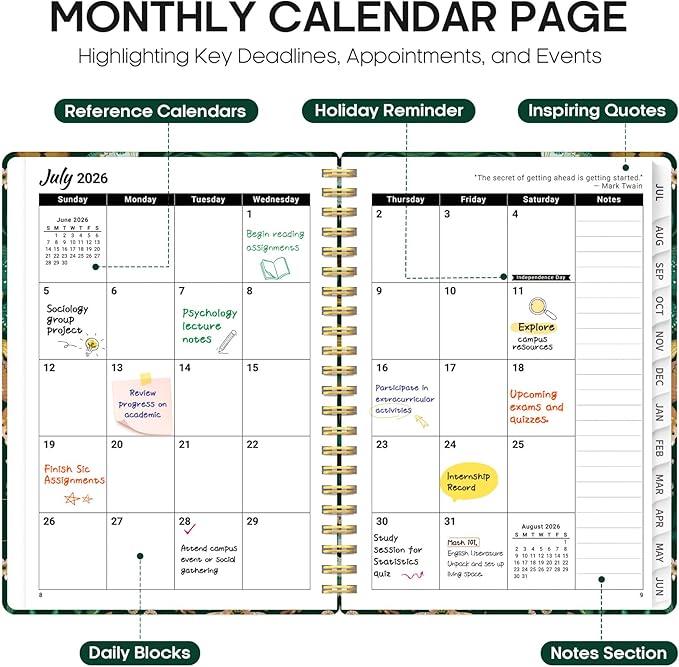 Planner 2026-2027, Academic Year Monthly and Weekly Calendar Planner, Jul 2026 - Jun 2027, Hardcover Teacher Student Planning Agenda book with Tabs, Perfect for School Office Supplies, 8.5" x 11" - Butterfly