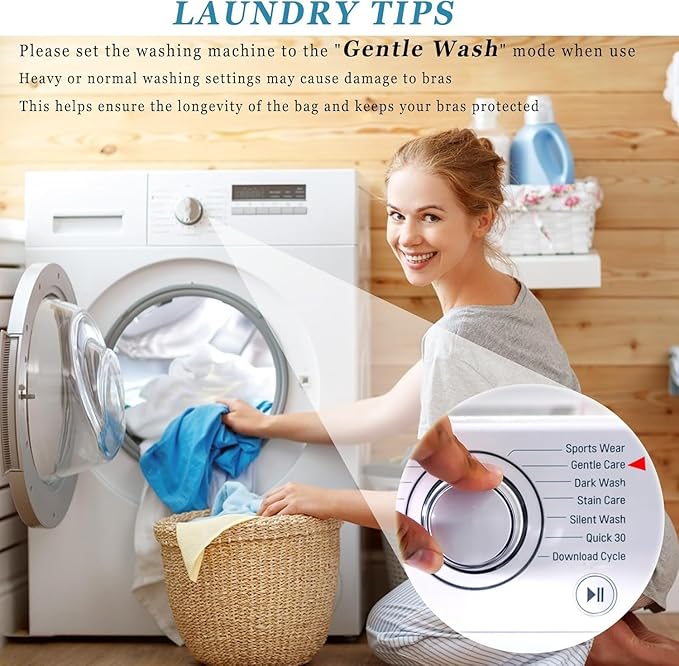 Large Bra Laundry Bags for Washing Machine, Fits All Cups Anti Deformation Bra Washing Bag, Lingerie Bags for Washing Delicates (2 Pack White)