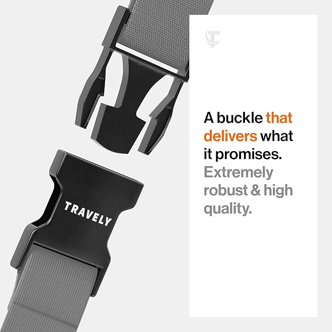 TRAVELY Luggage Straps - Particularly conspicuous & Secure - Incl. 2 Name Tags - Luggage Strap Ideal crosswise - [Set of 2]