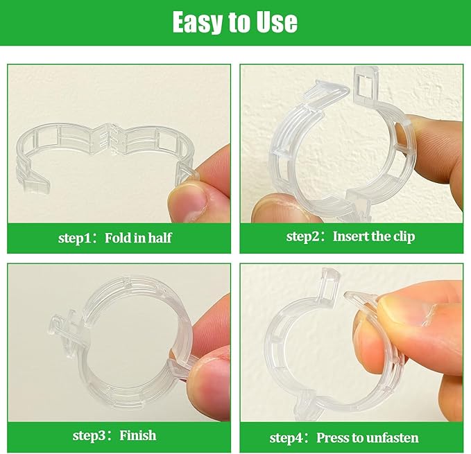 300 PCS White Plant Fixing Clips,Plant Support Clips, Tomato Clips, Plastic Trellis Clips,Garden Clip for Fixing Stem and Vine