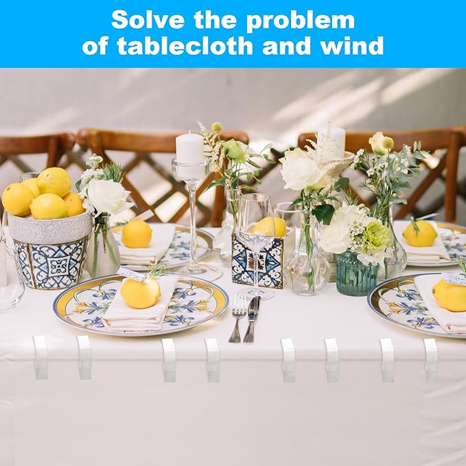 150 Pieces Transparent Clear Tablecloth Clips Plastic Table Cloth Clips Windproof Table Cover Holder Clamps Tablecloth Cloth Holder for Christmas Wedding Party Indoor Outdoor Camping Picnic