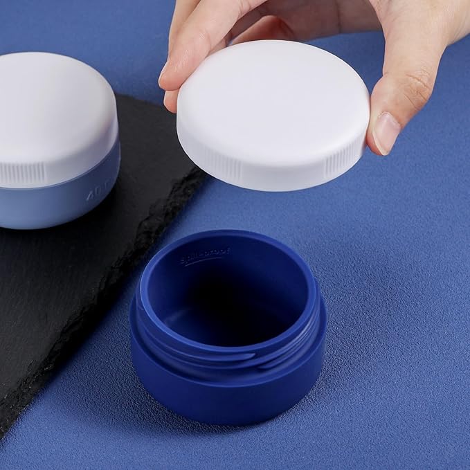 Travel Containers for Toiletries, Silicone Cream Jars BPA-Free, Leak-proof 1.35oz Travel Size Containers, Portable Size Silicone Jars with Lid for Cosmetic Face Hand Body Cream (4 Pack)