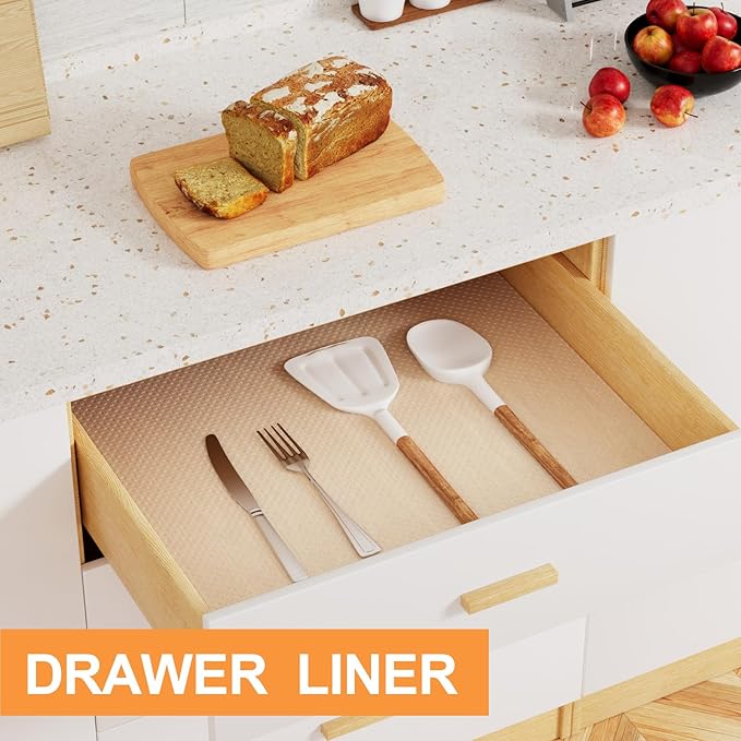 Shelf Liner Clear 16-inch Wide: Waterproof Kitchen Cabinets Liners - Non-Adhesive Easy to Clean Drawer Liner for Pantry Shelves 16" x 300 in