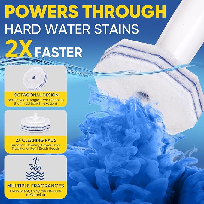 120Ct Aromative Toilet Brush Refills, Toilet Bowl Cleaner Refills, Double-Layer Cleaning Pads Added, Disposable Refill Heads for Toilet Bowl Cleaner Wands，Bulk （Patented）