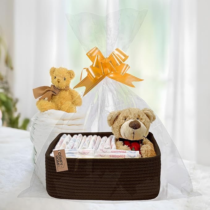 COMFY-HOMI 11.5"x7.5"x4.7" Storage Baskets for Organizing | Cotton Rope Woven Basket | Toy Storage Bin Box | Basket for Shelves, Closet Organizer Bin, Decorative Closet Shelf, 3 Pack, dark brown