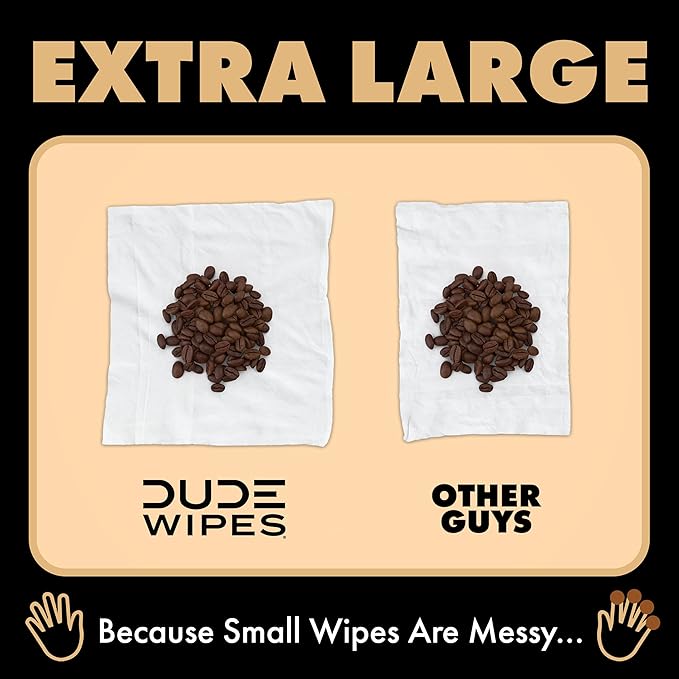 DUDE Wipes Morning Grind Flushable Wipes - Coffee Scented Extra-Large Adult Wet Wipes - 3 Pack (144 Count) - Infused with Coffee Oil, Vitamin E, and Aloe - Septic and Sewer Safe