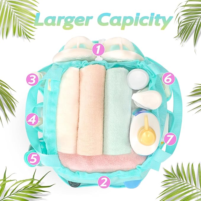 Mesh Shower Caddy Portable, Dorm Room Essentials for College Students Girls and Guys, Blue Large Capacity Shower Bag for Bathroom, Camping, Gym
