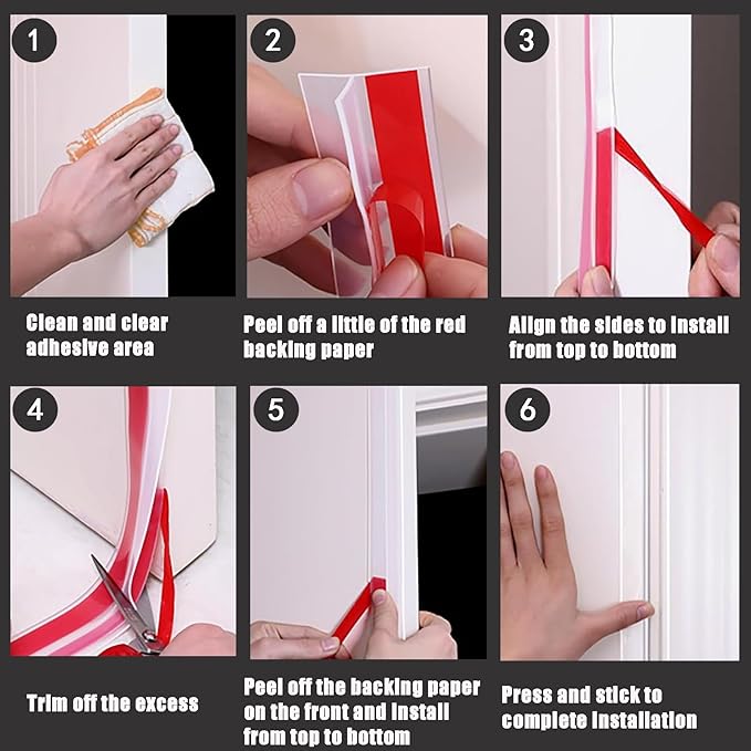 Upgrade T-Shaped Door Draft Stopper, Clear Silicone Seal Strip Weather Stripping for Side of Door Frame (1.37" Wide X 20 Ft Elder)