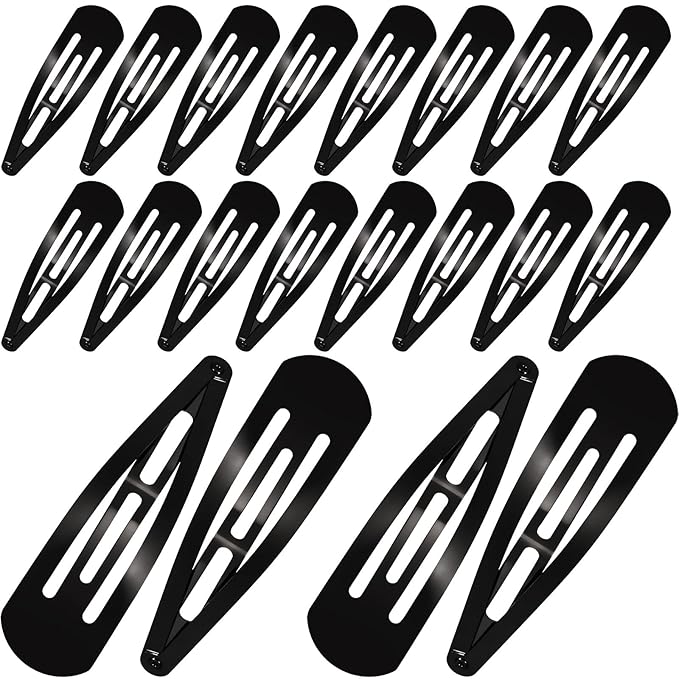 WILLBOND 30 Pieces 3.1 Inch Large Metal Snap Hair Clips Nonslip Barrettes Women Hair Accessories(Black)