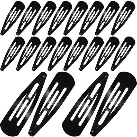 WILLBOND 30 Pieces 3.1 Inch Large Metal Snap Hair Clips Nonslip Barrettes Women Hair Accessories(Black)