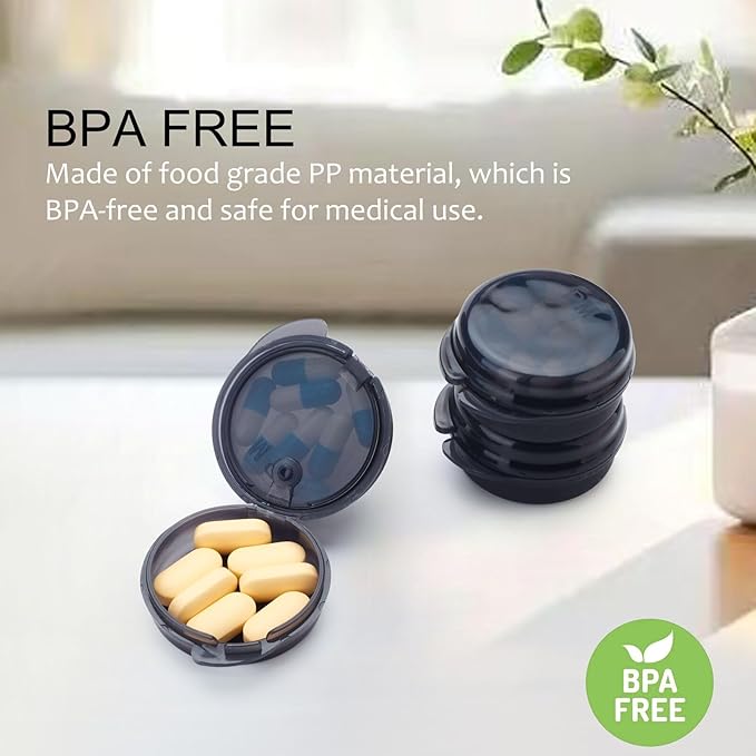 Small Pill Case for Purse Pocket (6 Pack), Double-Layer Pill Box, Portable Medicine Organizer Travel Pillbox, Cute Pill Container Holder,Multifunctional Mini Storage Box (Black)