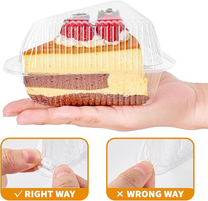 Zezzxu 100 Pack Cake Slice Containers, Clear Plastic Pie Slice Containers Disposable Triangle Containers with Lids for Desserts, Cheesecake Carriers, To-Go Slice Cake Boxes