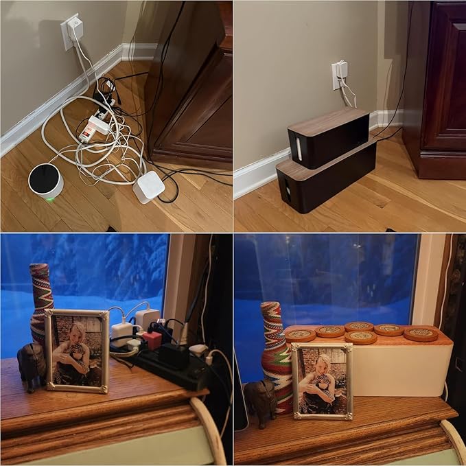 YUANYE Cable Management Box Cable Management Kit for Power Strip to Hide Wires,Cord Organizer Boxes,Safe ABS Material Wire Organizer of Cable Clips Sleeve for Home & Office,2Pack-123PCS/Black