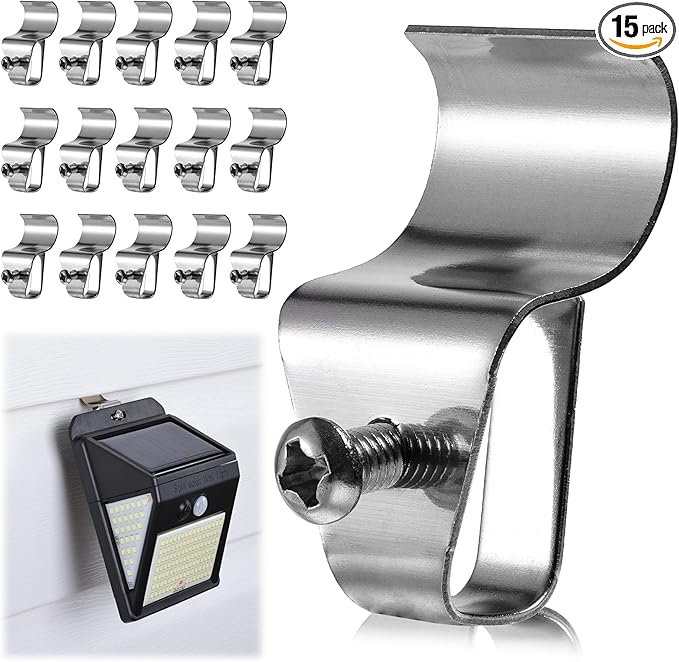 HUXOR Vinyl Siding Clips Hooks No-Hole Needed Outdoor Siding Screws Hanger for Mounting Security Camera, Artwork, Address Plaques, Pictures, Shelf, Mailbox, Wreath, Solar Powered Lights (15 Pack)