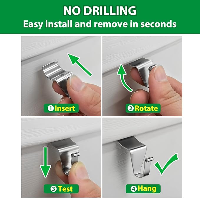 Booda Brand Vinyl Siding Hooks, Heavy-Duty Stainless Steel Siding Hooks Vinyl Siding Hangers, Low Profile & No Holes Needed Siding Clips for Hanging Wreaths (silver-10pack)