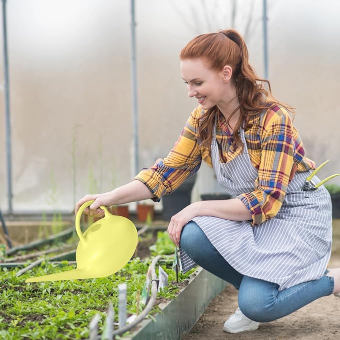 ZXJ Small Plastic Watering Can - 1/4 Gallon - for Home Plant Garden - Yellow