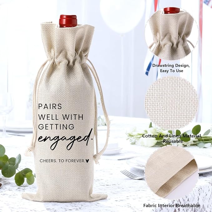 Engaged Engagement Gifts for Couples Her Engagement Party Decorations for Couple Wine Bag Scented Candles Set Pairs Well with Getting Engaged Wine Bag Smell Like He Hit The Jackpot