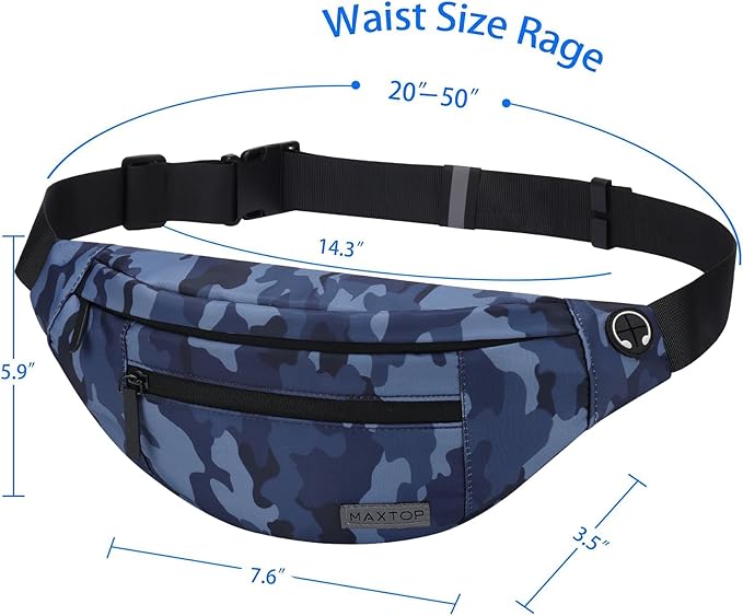 MAXTOP Large Crossbody Fanny Pack with 4-Zipper Pockets, Gifts for Enjoy Sports, Festival, Workout, Traveling, Running, Casual, Hands-Free, Wallets, Waist Pack, Phone Bag, Carrying All Phones