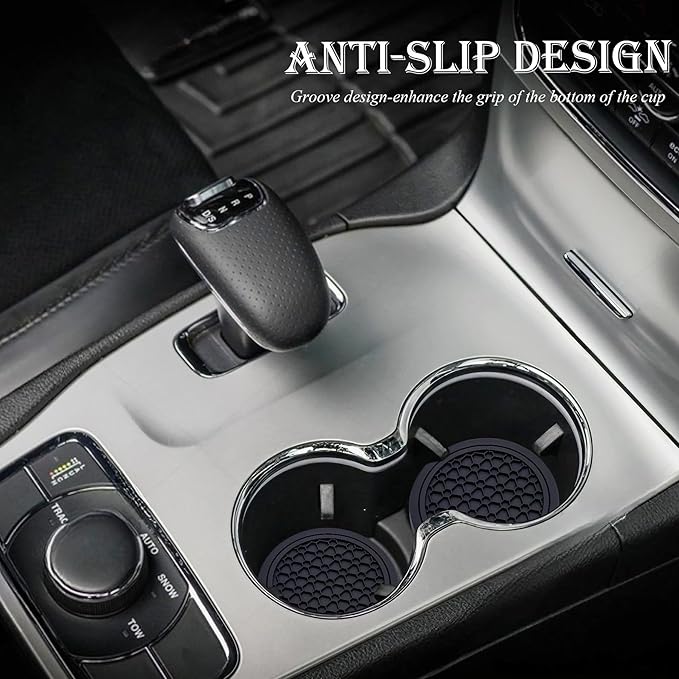 4-Piece Anti-Slip Car Cup Coaster Set – 2.75 Inch Auto Insert Drink Mats, Perfect for Coffee & Beverages – Stylish Interior Decor for Women & Girls (Black)