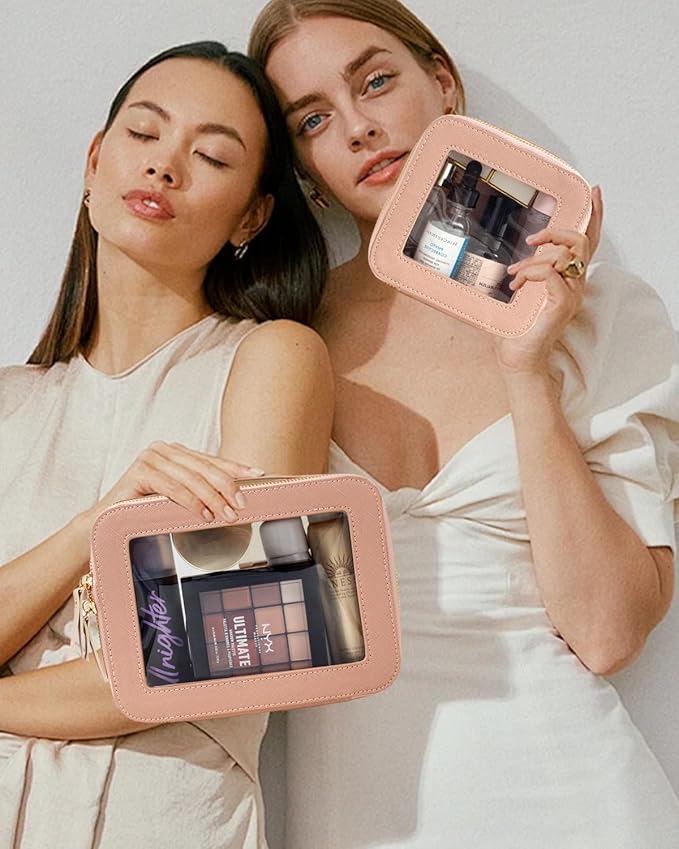 Clear Makeup Bag Set, Travel Makeup Case Clear Cosmetic Travel Bag Small Makeup Organizer Mini Make Up Pouch for Purse Waterproof Toiletry Bag Portable Car Essentials Car Organizer