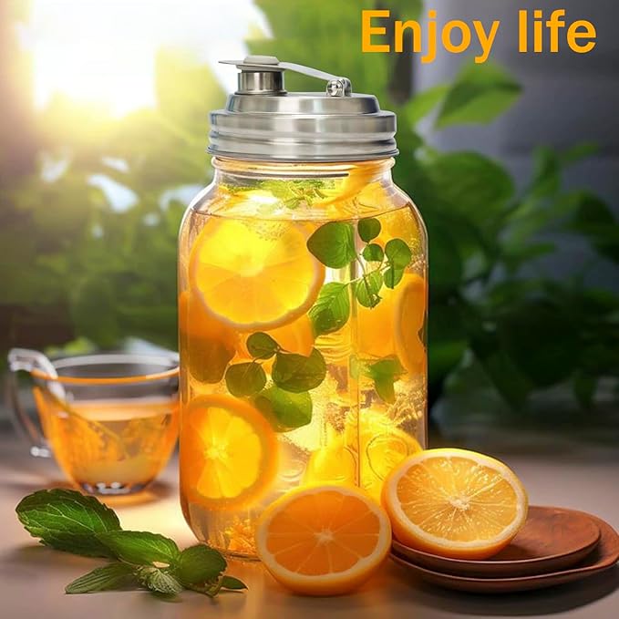 Mason Jar Pour Spout Lid Stainless Steel,Pour Spout Flip Cap Lids for Mason Jars,No Rust Leaking Proof for Home Brewing Fruit Fermenting Drinks Airtight(2PCS) (Wide Mouth)