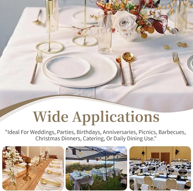 6 Pack White Table Cloth Rectangle Table Cloths for 8 Foot Rectangle Tables 60 X 126 Inch Washable Polyester Tablecloth for Weddings, Parties, Banquet, and Daily Use