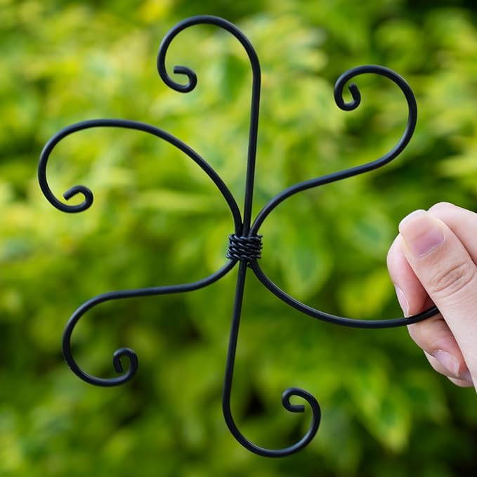 Black Monstera Plant Support Hook - 6.5 * 6.5IN -5 Piece Set, Durable Metal Stem Supports for Indoor Plants, Leaf Holder & Fishbone Cactus Stake, Stylish Design for Healthy Growth & Easy Care