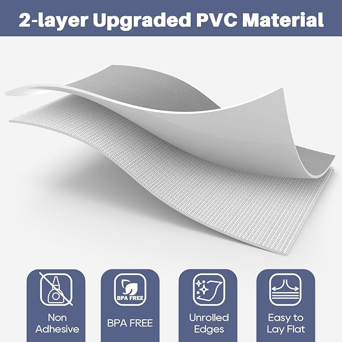 Drawer Liner, Shelf Liners for Kitchen Cabinet Waterproof & Oil-Proof Cupboard Liner Non-Slip Drawer Mat PVC Material Non Adhesive Kitchen Liner for Countertop Gray 17.5 x 236.2 Inches