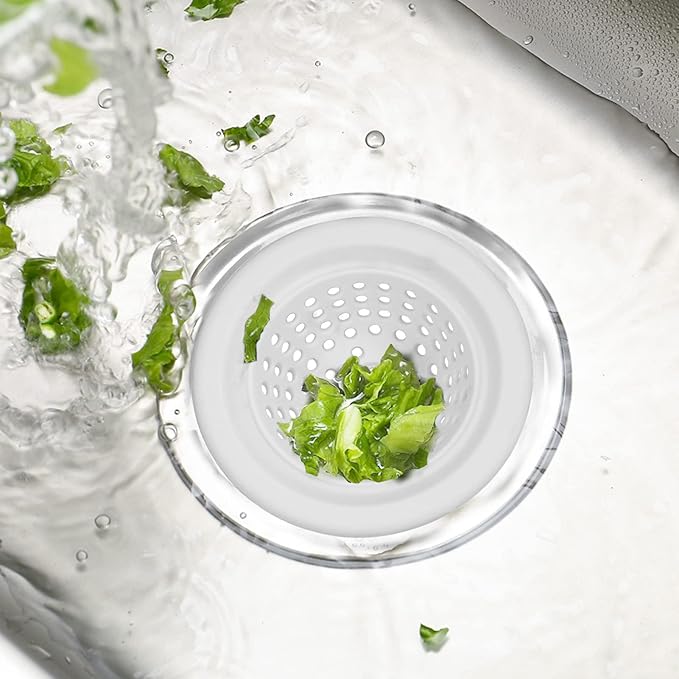 2 PCS Kitchen Stainless Silicone Sink Strainer, 4.5 inch Diameter… (White)